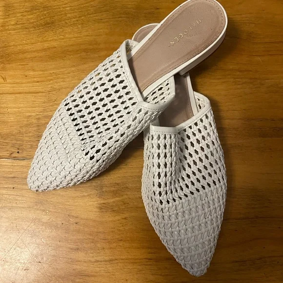 Halogen Shoes Halogen White Woven Slide On Mules Poshmark